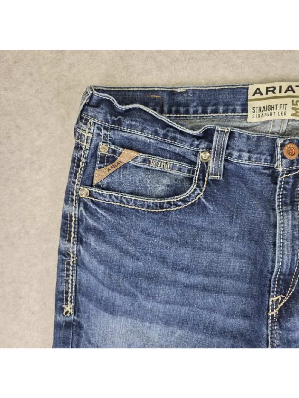 Ariat M5 Straight Fit Straight Leg Jeans Mens 38x34 Blue Medium Wash Denim